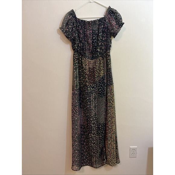 Lulus L Prairie Maxi Dress Floral Cottagecore Stretchy Sheer Sleeves Feminine - Picture 1 of 8